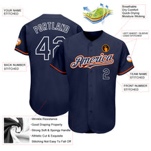 Загрузить изображение в средство просмотра галереи, Custom Navy Orange-White Authentic Baseball Jersey
