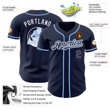 Laden Sie das Bild in den Galerie-Viewer, Custom Navy White-Light Blue Authentic Baseball Jersey
