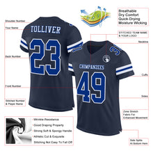 Load image into Gallery viewer, Custom Navy Royal-White Mesh Authentic Football Jersey
