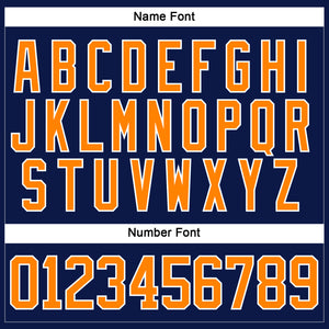 Custom Navy Bay Orange-White Hockey Lace Neck Jersey