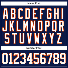 Charger l&#39;image dans la galerie, Custom Navy White-Orange Hockey Lace Neck Jersey
