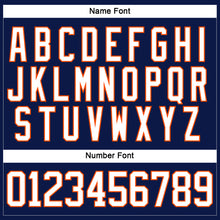 Load image into Gallery viewer, Custom Navy White-Orange Hockey Lace Neck Jersey
