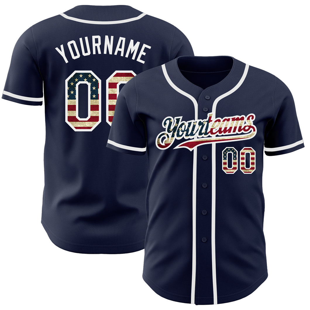 Cheap Custom Navy Vintage USA Flag-White Authentic Baseball Jersey Free  Shipping – CustomJerseysPro