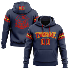 Load image into Gallery viewer, Custom Stitched Navy Red-Gold Football Pullover Sweatshirt Hoodie
