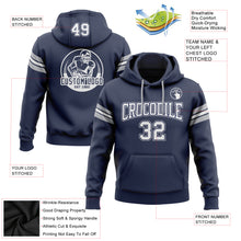 Load image into Gallery viewer, Custom Stitched Navy White-Gray Football Pullover Sweatshirt Hoodie
