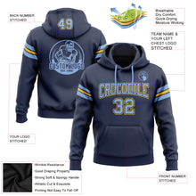 Load image into Gallery viewer, Custom Stitched Navy Light Blue-Yellow Football Pullover Sweatshirt Hoodie
