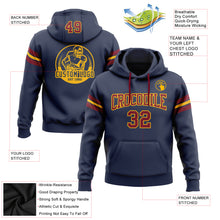 Load image into Gallery viewer, Custom Stitched Navy Crimson-Gold Football Pullover Sweatshirt Hoodie
