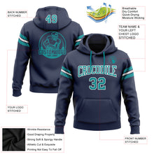Load image into Gallery viewer, Custom Stitched Navy Teal-White Football Pullover Sweatshirt Hoodie
