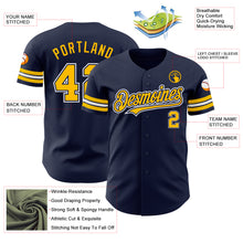 Laden Sie das Bild in den Galerie-Viewer, Custom Navy Gold-White Authentic Baseball Jersey
