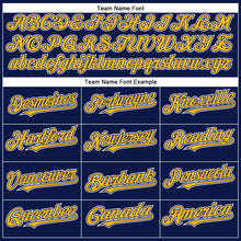 Laden Sie das Bild in den Galerie-Viewer, Custom Navy Gold-White Authentic Baseball Jersey

