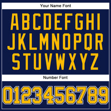 Laden Sie das Bild in den Galerie-Viewer, Custom Navy Gold-White Authentic Baseball Jersey
