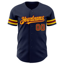 Load image into Gallery viewer, Custom Navy Crimson-Gold Authentic Baseball Jersey
