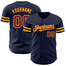 Load image into Gallery viewer, Custom Navy Crimson-Gold Authentic Baseball Jersey
