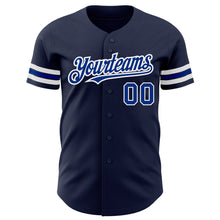 Load image into Gallery viewer, Custom Navy Royal-White Authentic Baseball Jersey
