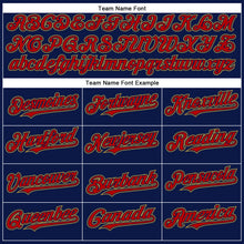 Load image into Gallery viewer, Custom Navy Red-Old Gold Authentic Baseball Jersey
