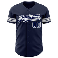 Load image into Gallery viewer, Custom Navy White-Gray Authentic Baseball Jersey
