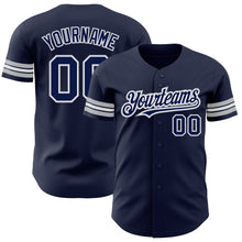 Load image into Gallery viewer, Custom Navy White-Gray Authentic Baseball Jersey
