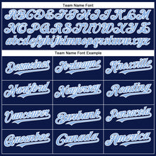 Load image into Gallery viewer, Custom Navy Light Blue-White Authentic Baseball Jersey
