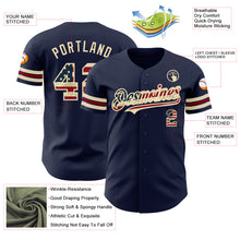 Load image into Gallery viewer, Custom Navy Vintage USA Flag City Cream-Crimson Authentic Baseball Jersey
