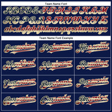 Load image into Gallery viewer, Custom Navy Vintage USA Flag City Cream-Crimson Authentic Baseball Jersey
