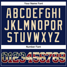 Load image into Gallery viewer, Custom Navy Vintage USA Flag City Cream-Crimson Authentic Baseball Jersey
