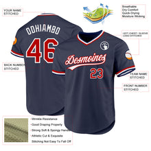 Load image into Gallery viewer, Custom Navy Red-White Authentic Throwback Baseball Jersey
