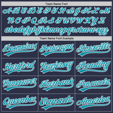 Load image into Gallery viewer, Custom Navy Teal-White Authentic Throwback Baseball Jersey
