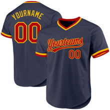 Загрузить изображение в средство просмотра галереи, Custom Navy Red-Gold Authentic Throwback Baseball Jersey
