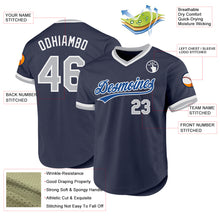 Загрузить изображение в средство просмотра галереи, Custom Navy Gray Blue-White Authentic Throwback Baseball Jersey
