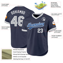 Load image into Gallery viewer, Custom Navy Gray Blue-White Authentic Throwback Baseball Jersey
