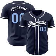 Charger l&#39;image dans la galerie, Custom Navy Light Blue-White Authentic Baseball Jersey
