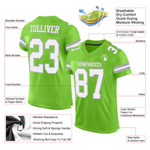 Load image into Gallery viewer, Custom Neon Green White-Gray Mesh Authentic Football Jersey
