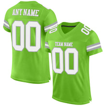 Load image into Gallery viewer, Custom Neon Green White-Gray Mesh Authentic Football Jersey
