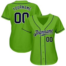 Laden Sie das Bild in den Galerie-Viewer, Custom Neon Green Navy-White Authentic Baseball Jersey
