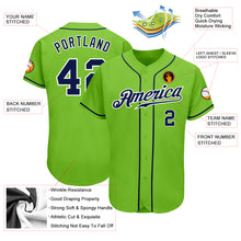 Laden Sie das Bild in den Galerie-Viewer, Custom Neon Green Navy-White Authentic Baseball Jersey
