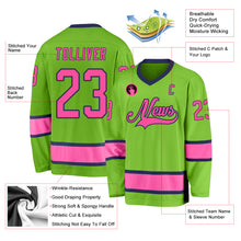 Laden Sie das Bild in den Galerie-Viewer, Custom Neon Green Pink-Navy Hockey Jersey
