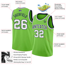 Laden Sie das Bild in den Galerie-Viewer, Custom Neon Green White-Navy Authentic Basketball Jersey
