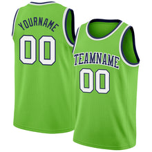 Laden Sie das Bild in den Galerie-Viewer, Custom Neon Green White-Navy Authentic Basketball Jersey
