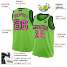 Laden Sie das Bild in den Galerie-Viewer, Custom Neon Green Pink-Navy Authentic Basketball Jersey

