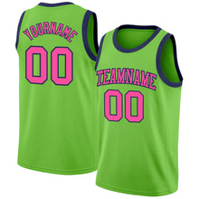 Laden Sie das Bild in den Galerie-Viewer, Custom Neon Green Pink-Navy Authentic Basketball Jersey
