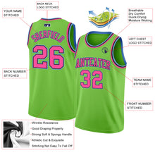 Laden Sie das Bild in den Galerie-Viewer, Custom Neon Green Pink-Light Blue Authentic Basketball Jersey

