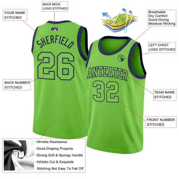 Creat Basketball Blue Black Rib-Knit Neon Green Jersey – FiitgCustom
