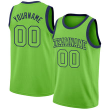Laden Sie das Bild in den Galerie-Viewer, Custom Neon Green Neon Green-Navy Authentic Basketball Jersey
