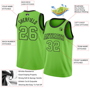 Custom Neon Green Neon Green-Black Authentic Basketball Jersey