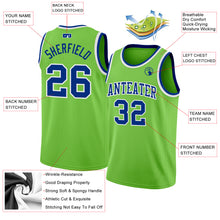 Laden Sie das Bild in den Galerie-Viewer, Custom Neon Green Royal-White Authentic Basketball Jersey
