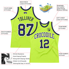 Laden Sie das Bild in den Galerie-Viewer, Custom Neon Green Navy-White Authentic Throwback Basketball Jersey
