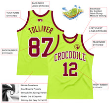 Load image into Gallery viewer, Custom Neon Green Maroon-White Authentic Throwback Basketball Jersey
