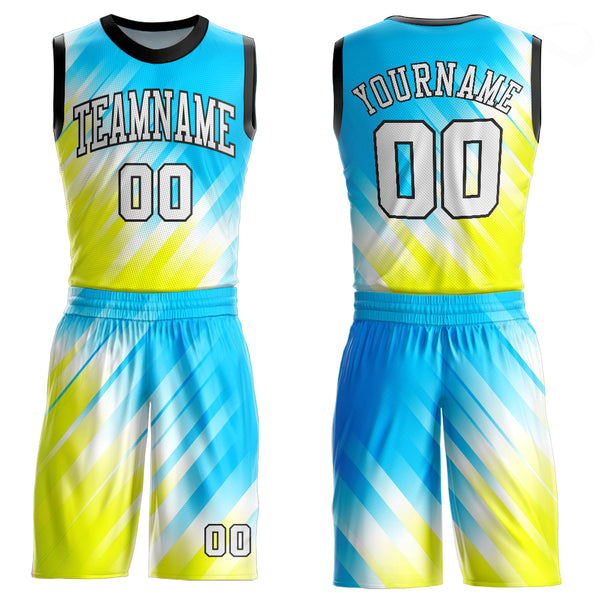 Custom Light Blue Light Blue-Green Round Neck Sublimation