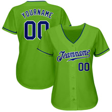 Загрузить изображение в средство просмотра галереи, Custom Neon Green Royal-White Authentic Baseball Jersey
