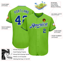 Загрузить изображение в средство просмотра галереи, Custom Neon Green Royal-White Authentic Baseball Jersey
